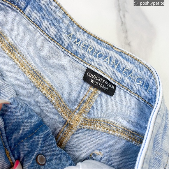 AE denim ripped distressed jean mom comfort stretch band skort - Picture 9 of 16